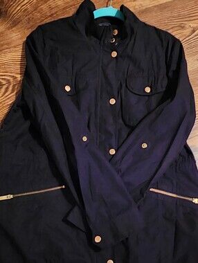 Lands' End Black Military Jacket with Gold Hardware